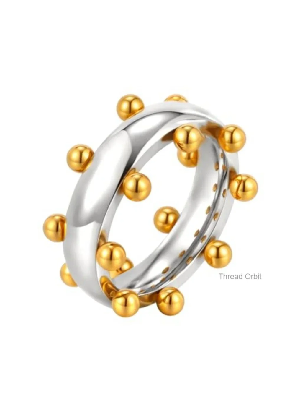 Stainless Steel Stacking Ring, Chunky Beaded Bands, Comfort Fit Promise Ring